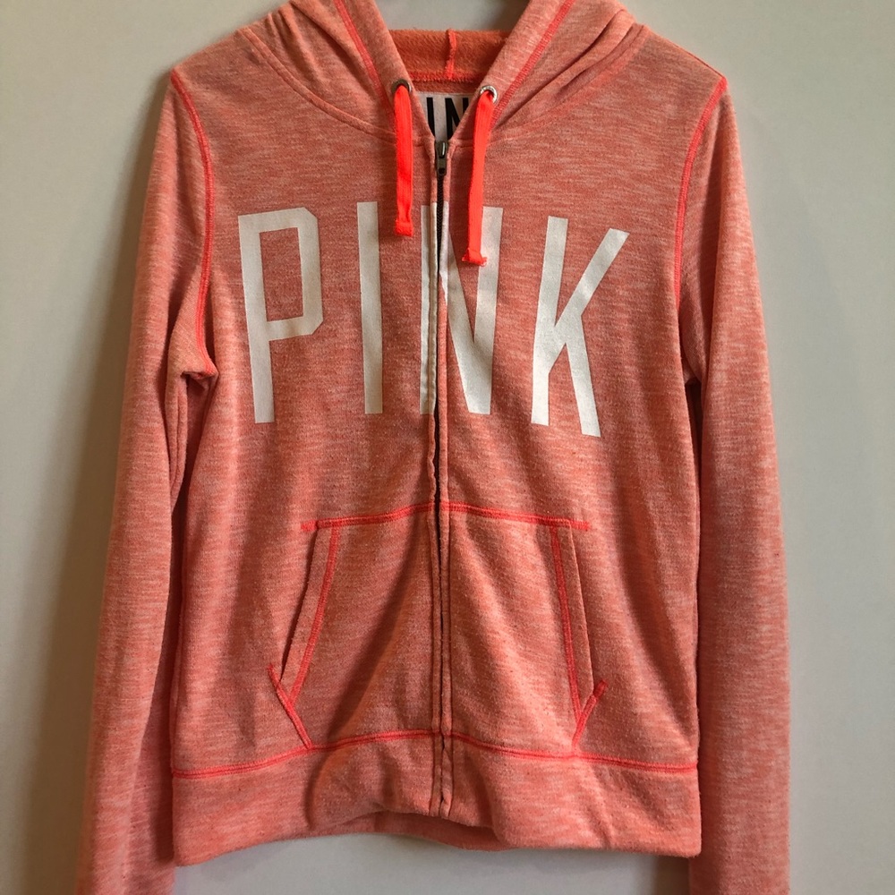 PINK orange zip up sweatshirt